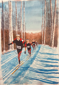 "Skiers on Trail"